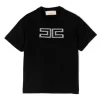 Elisabetta Franchi La Mia Bambina T-shirt Nera con Applicazione Strass per Bambine
