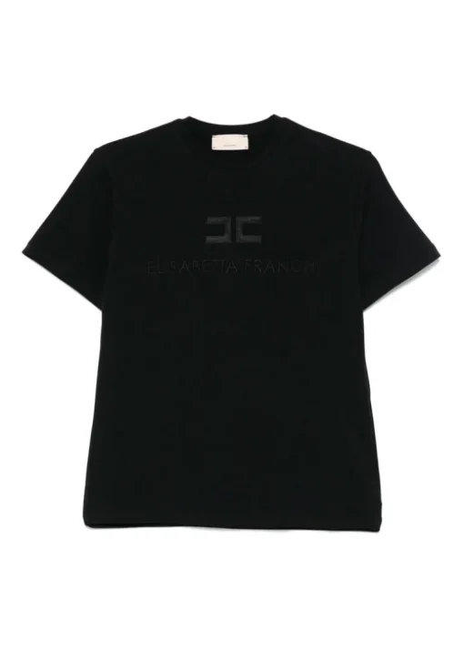 Elisabetta Franchi La Mia Bambina T-shirt Nera con Logo per Bambine