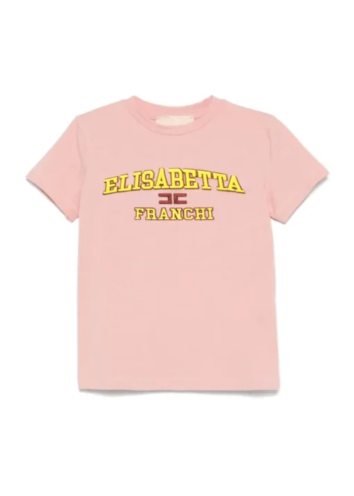 Elisabetta Franchi La Mia Bambina T-shirt Rosa con Ricamo per Bambine