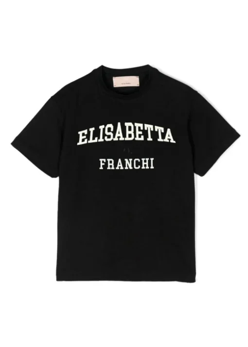 Elisabetta Franchi La Mia Bambina T-shirt Nera con Stampa per Bambine
