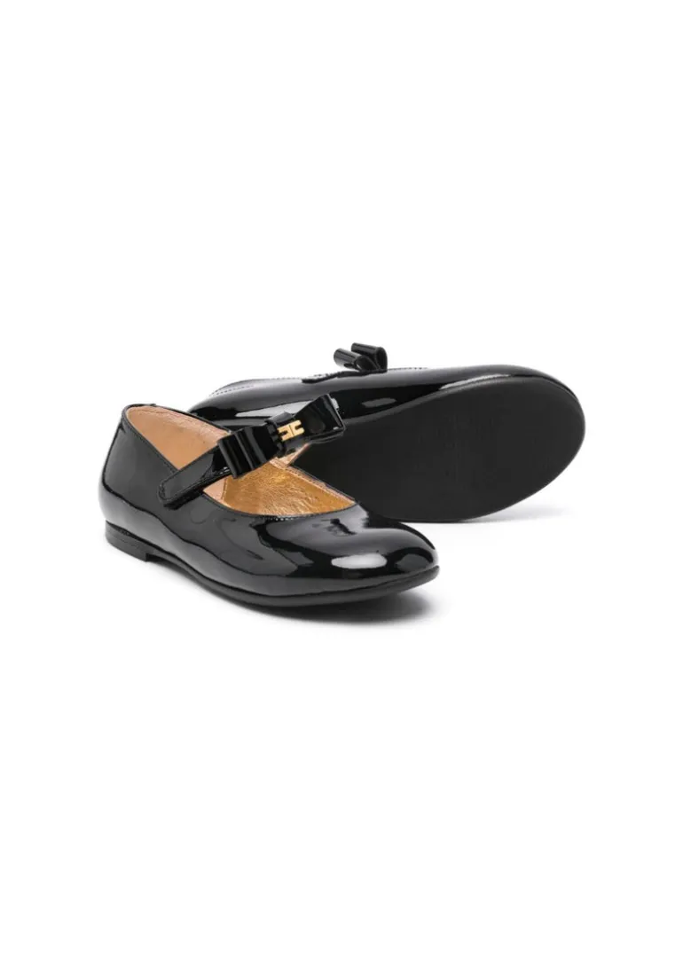 Elisabetta Franchi La Mia Bambina Ballerine Nere Lucide per Neonate