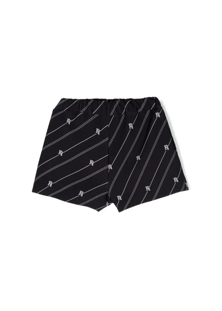 Elisabetta Franchi La Mia Bambina Shorts Neri con Stampa Logo per Neonate