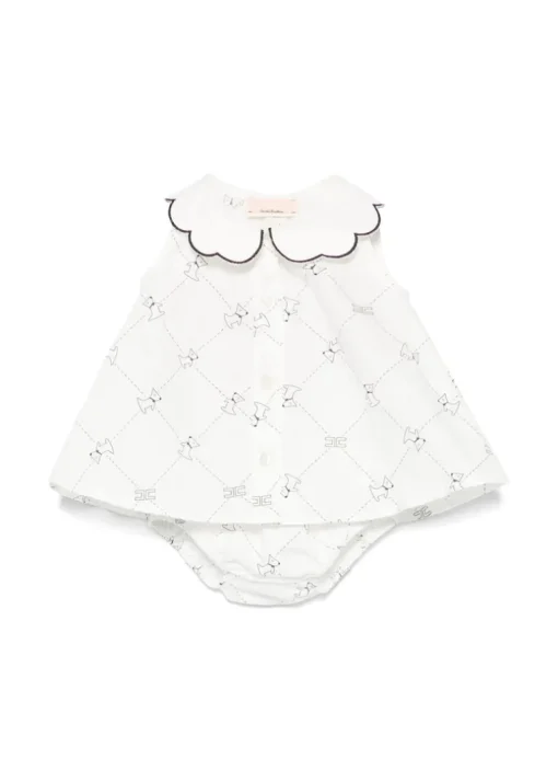 Elisabetta Franchi La Mia Bambina Cosacca e Coulotte Avorio/Nero per Neonate