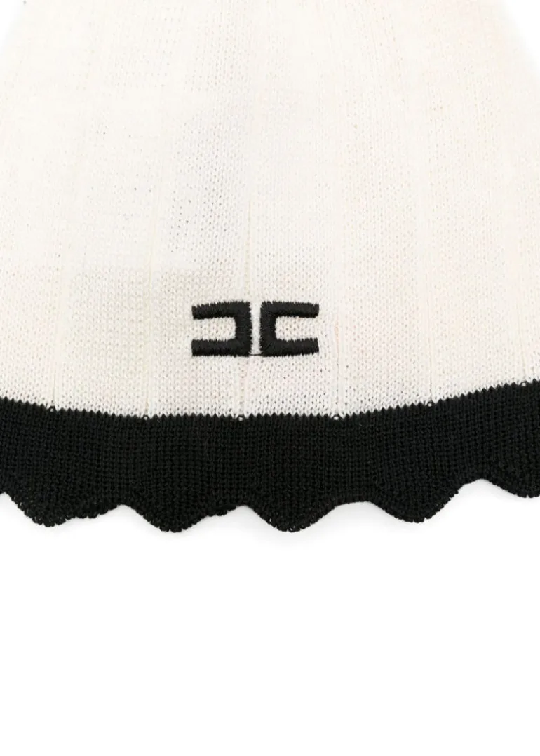 Elisabetta Franchi La Mia Bambina Cappello Burro/Nero con Logo per Neonate