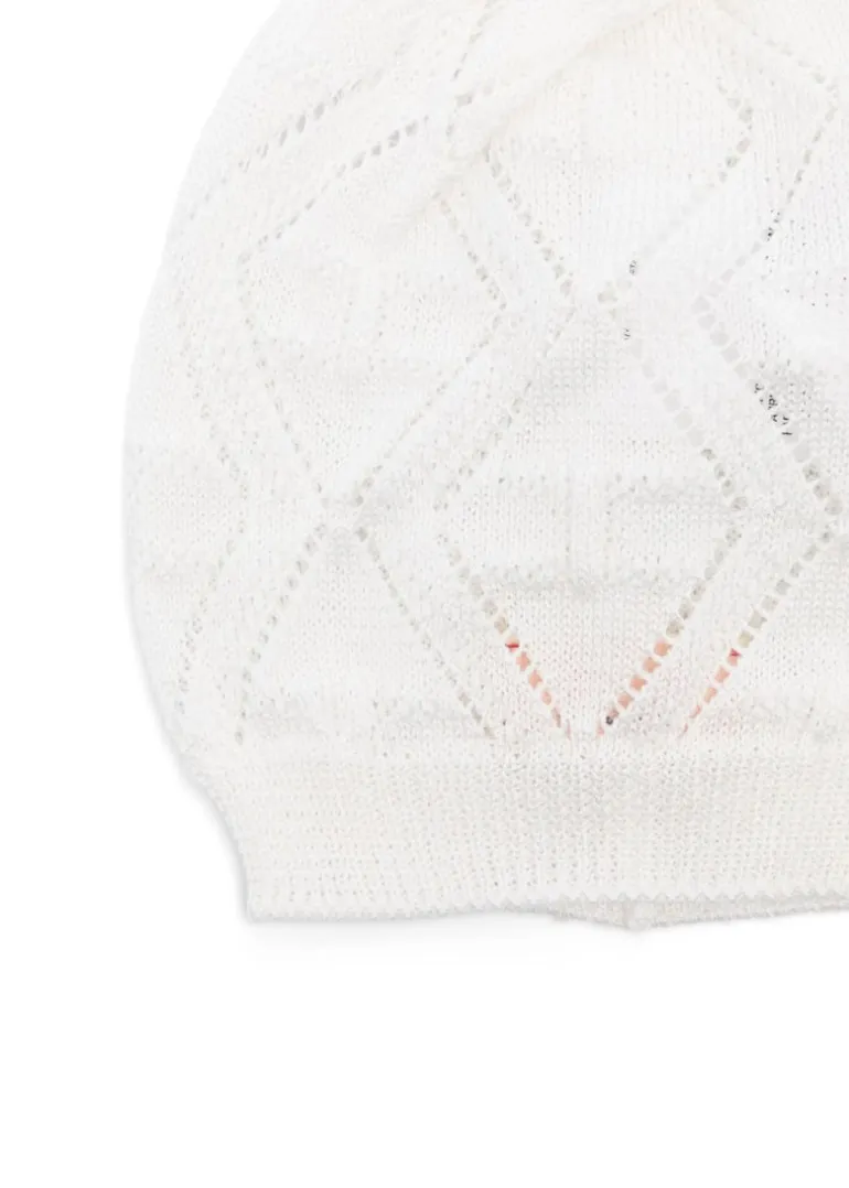 Elisabetta Franchi La Mia Bambina Cappello Panna Pointelle per Neonate