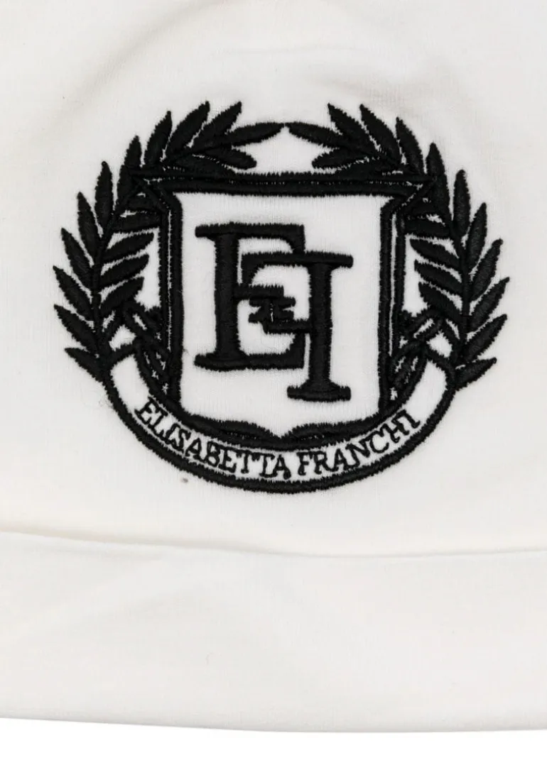 Elisabetta Franchi La Mia Bambina Cappello Avorio/Nero con Logo per Neonate