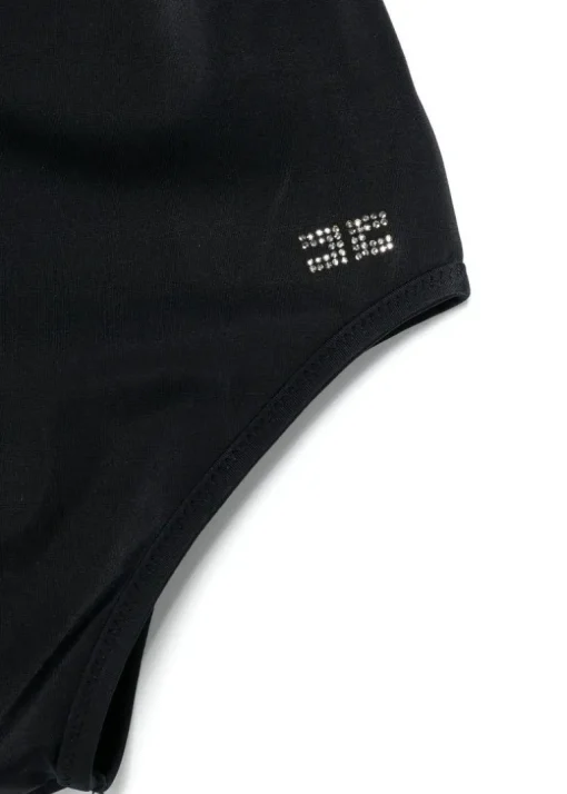Elisabetta Franchi La Mia Bambina Costume Monokini Nero con Logo per Bambine