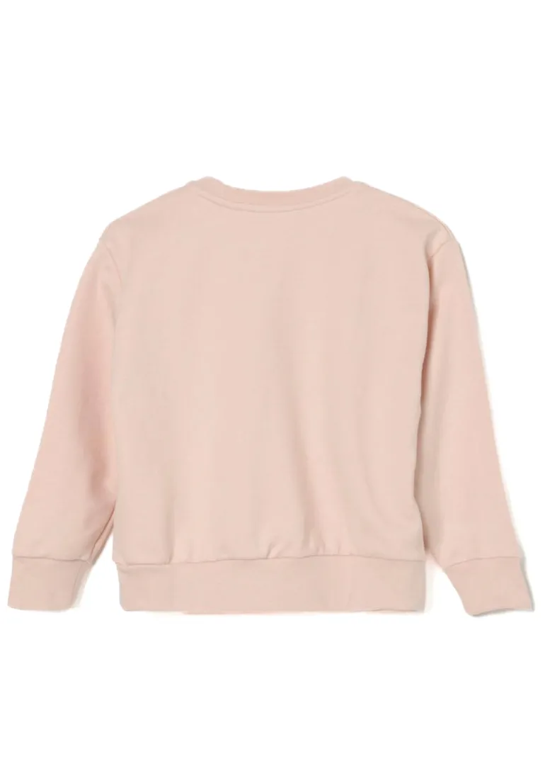 Elisabetta Franchi La Mia Bambina Felpa Girocollo Rosa con Ricamo per Bambine