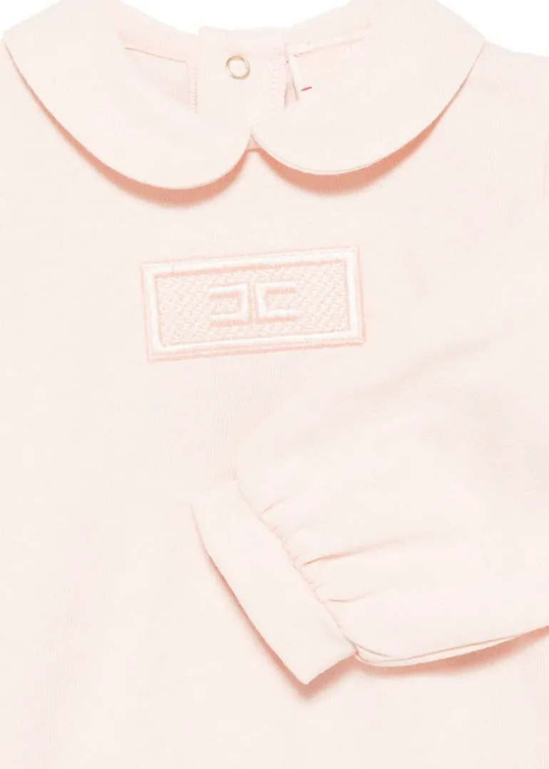 Elisabetta Franchi La Mia Bambina Tutina Rosa con Ricamo Logo per Neonate