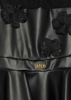 Elisabetta Franchi La Mia Bambina Abito Nero con Applicazione Fiori per Bambine