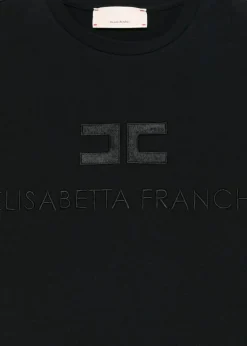 Elisabetta Franchi La Mia Bambina T-shirt Nera con Logo per Bambine