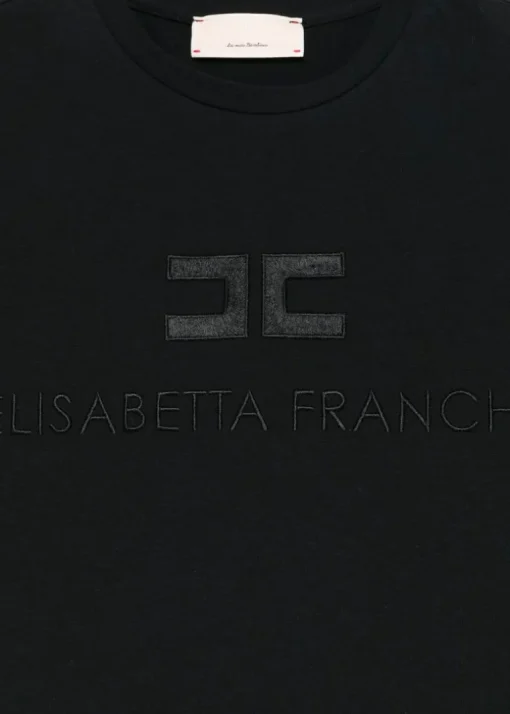 Elisabetta Franchi La Mia Bambina T-shirt Nera con Logo per Bambine