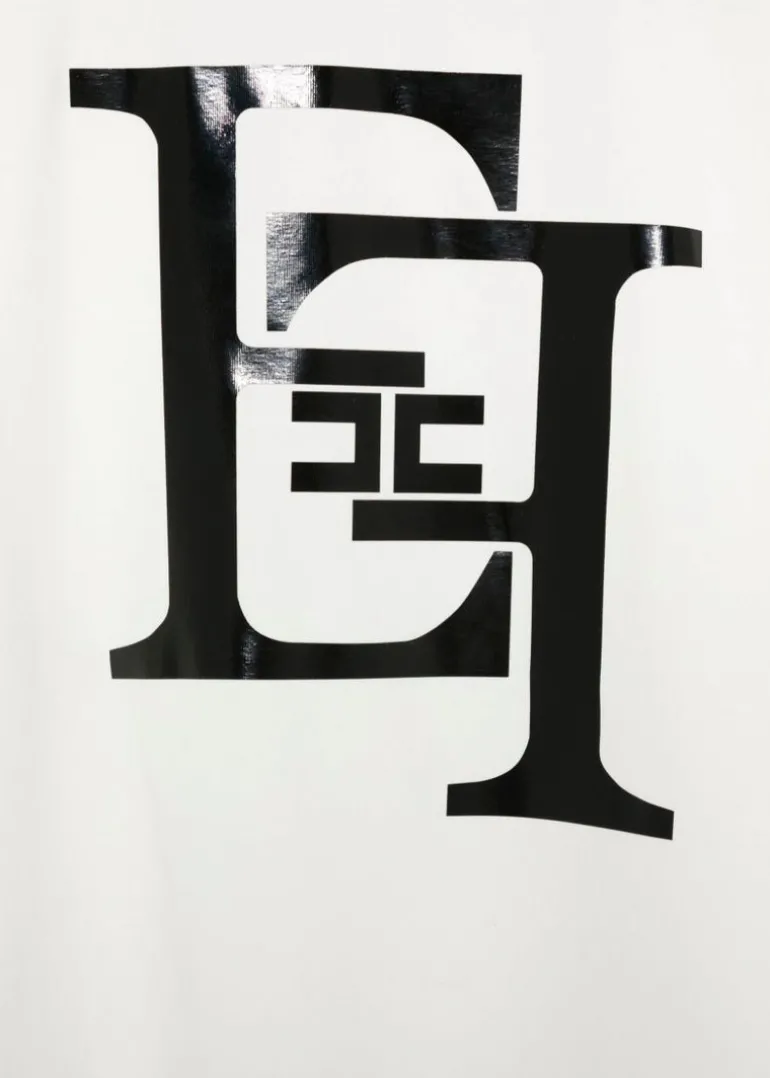 Elisabetta Franchi La Mia Bambina T-shirt Avorio con Stampa per Bambine