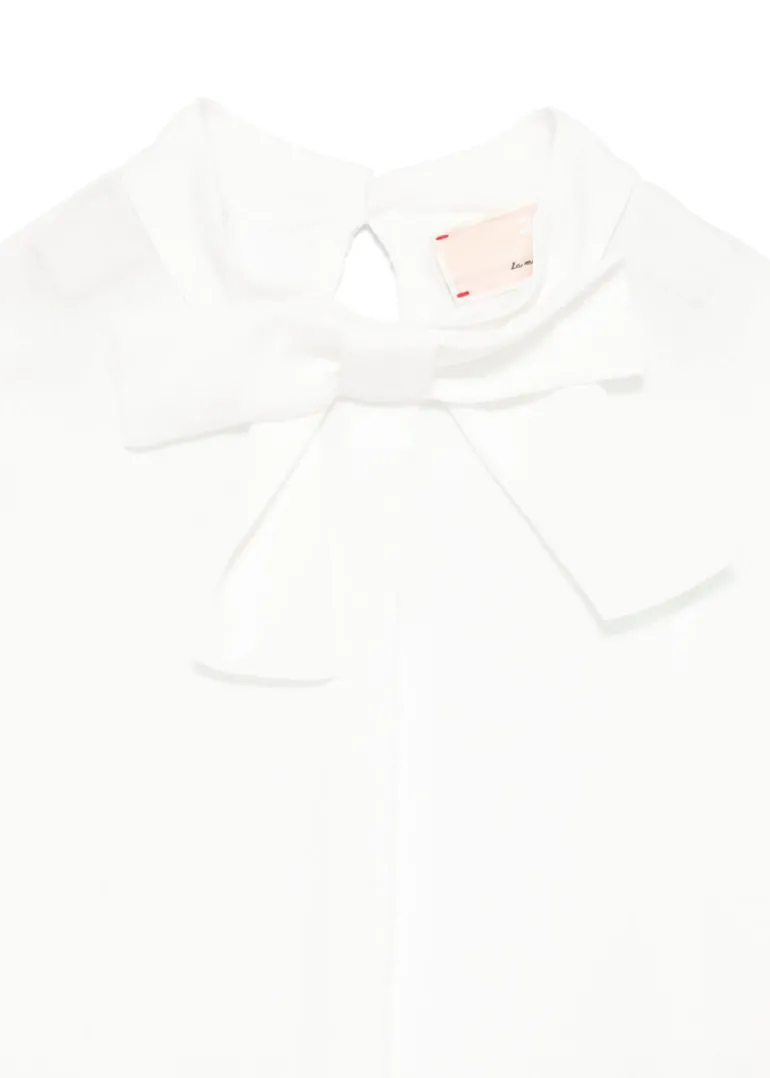 Elisabetta Franchi La Mia Bambina Camicia con Salopette Bianco con Strass per Bambine