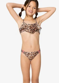 4GIVENESS Costume Bikini a Fascia Fantasia Maculata per Bambine
