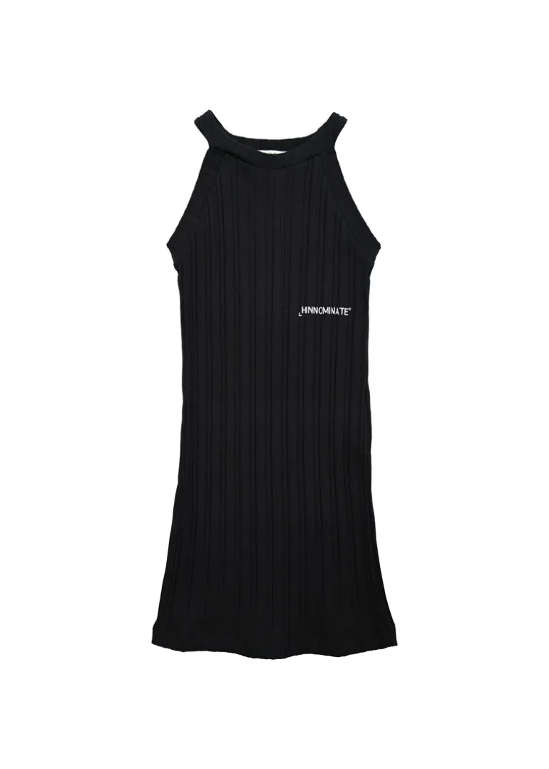 Hinnominate Kids Abito Nero a Costine per Bambine