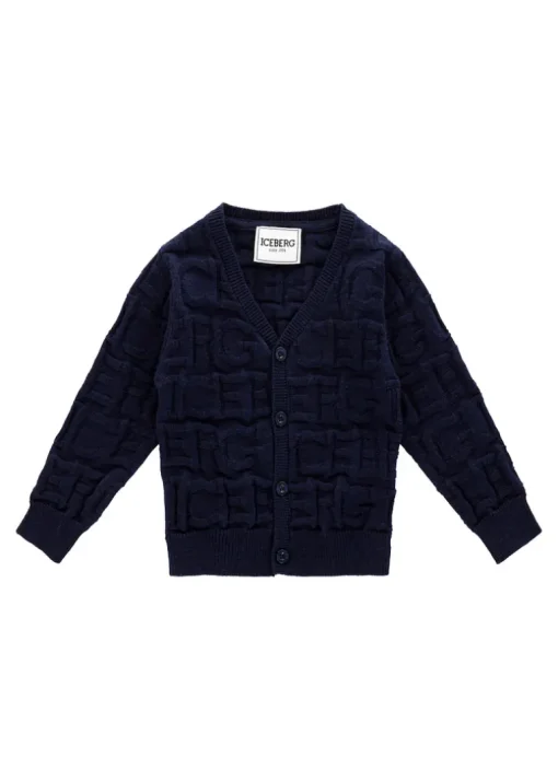 Iceberg Kids Cardigan Blu con Relief per Neonati