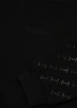 Iceberg Kids Felpa Nera con Applicazione Borchie per Bambine