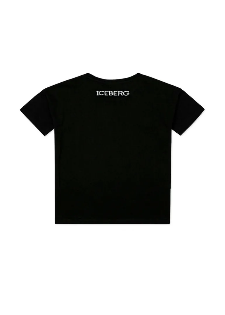 Iceberg Kids T-shirt Nera Crop con Bugs Bunny per Bambine