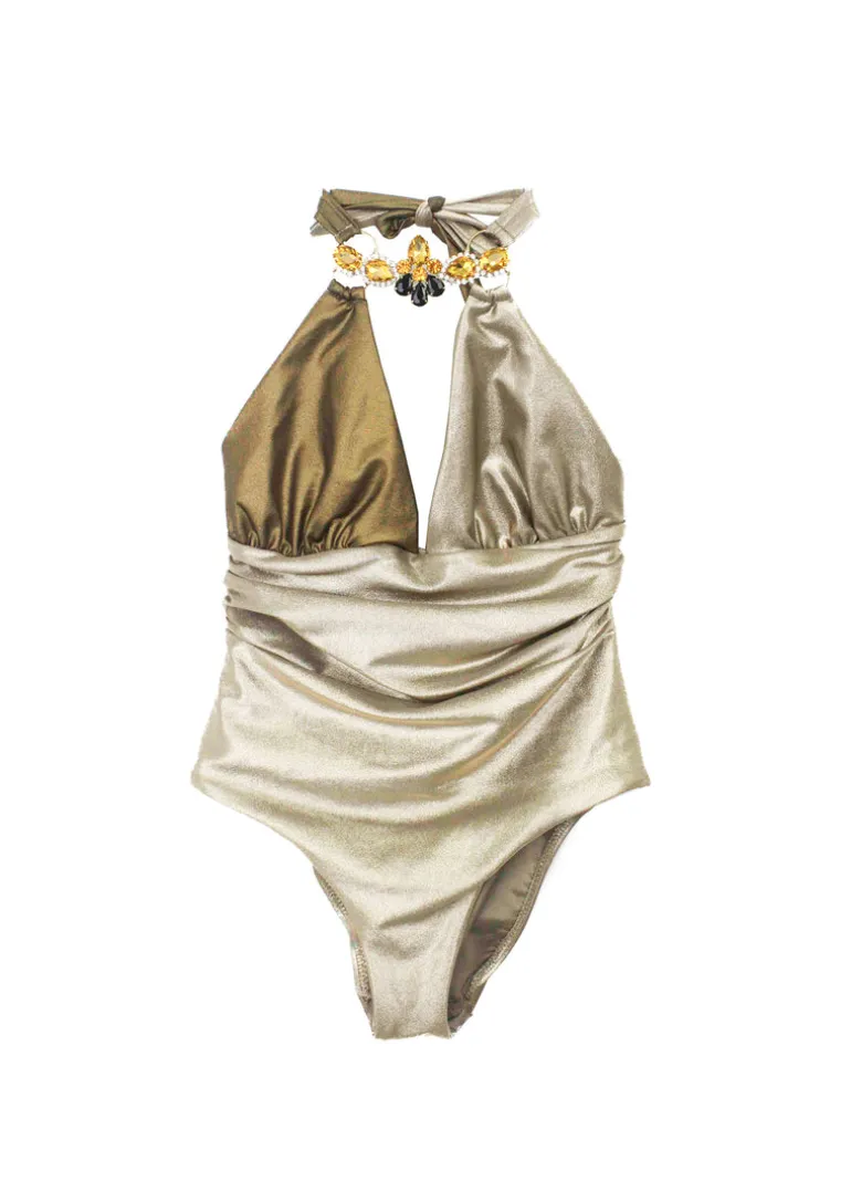 Ilaria Vitagliano Costume Monokini Bronzo/Oro per Bambine