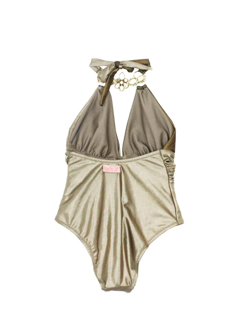 Ilaria Vitagliano Costume Monokini Bronzo/Oro per Bambine