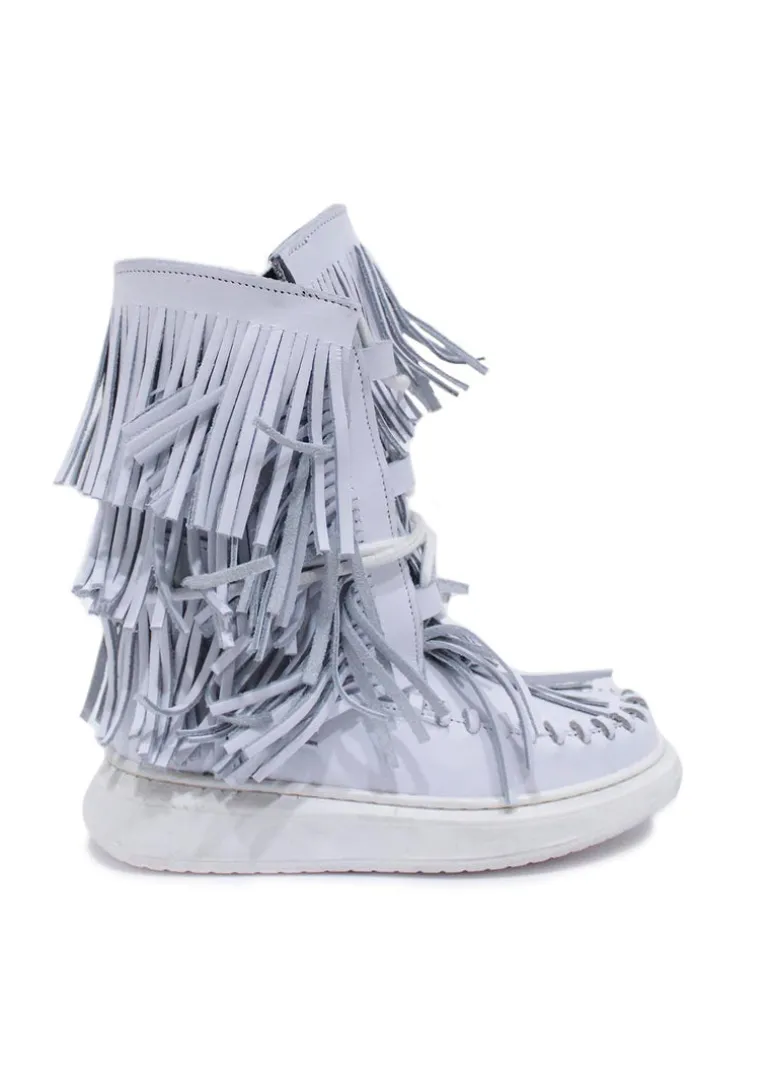 Jammers Bambina Stivale Di Pelle Bianco