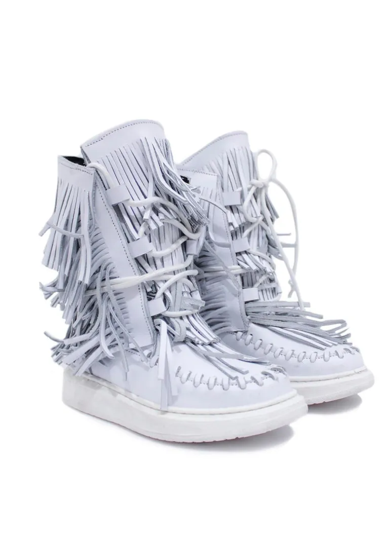 Jammers Bambina Stivale Di Pelle Bianco