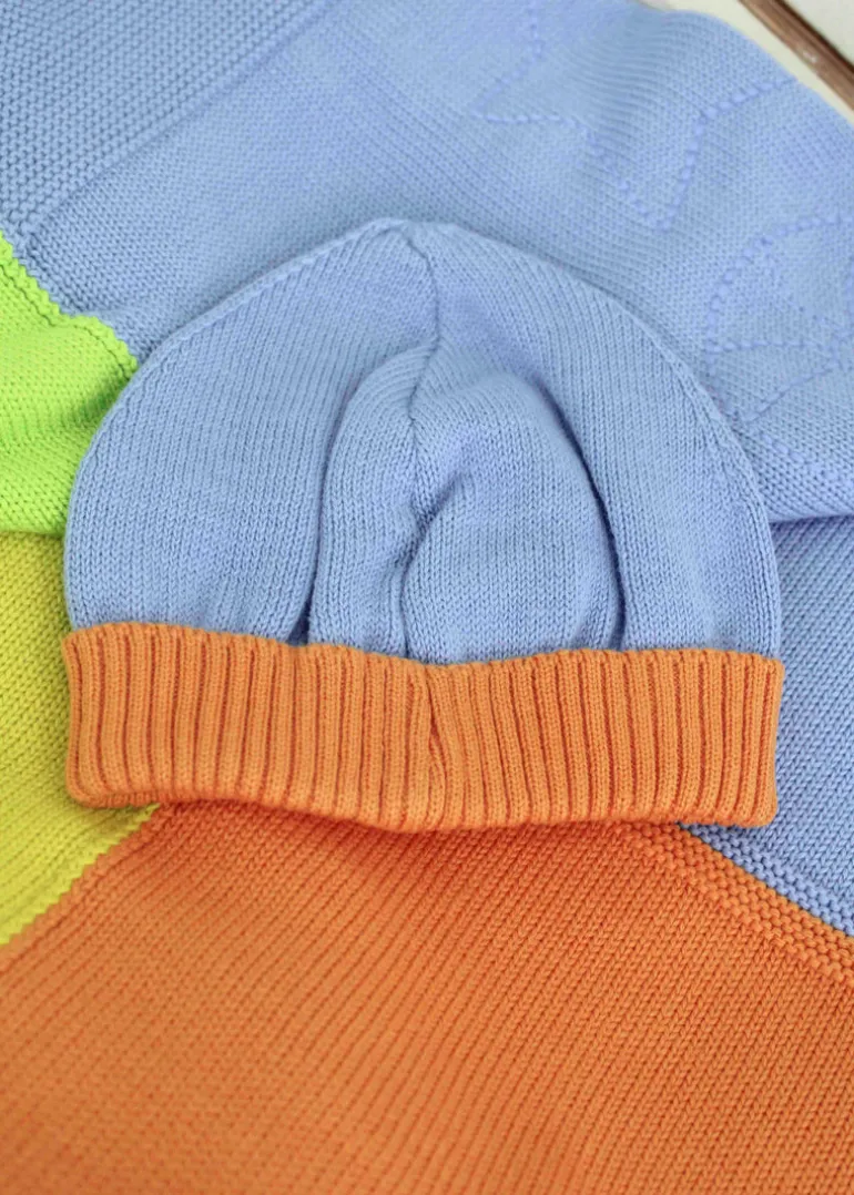 Le Coconne Cappello Azzurro/Arancio per Neonati