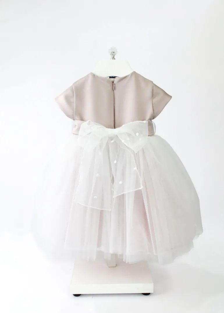 Marlù Abito Vaniglia/Marsala con Fiori per Neonate