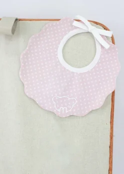 Marlù Bavetta Rosa a Pois con Ricamo per Neonate