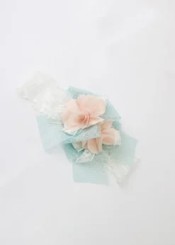 Marlù Fascia Panna/Acquamarina con Fiori per Neonate