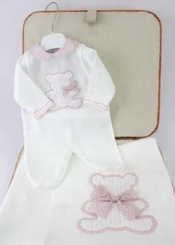 Marlù Tutina Bianca/Rosa con Ricamo Orsetto per Neonate