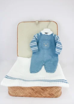 Marlù Tutina Bianco/Azzurro con Ricamo per Neonati