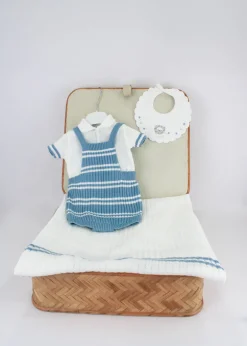 Marlu Corredino Bianco/Azzurro con Salopette per Neonati