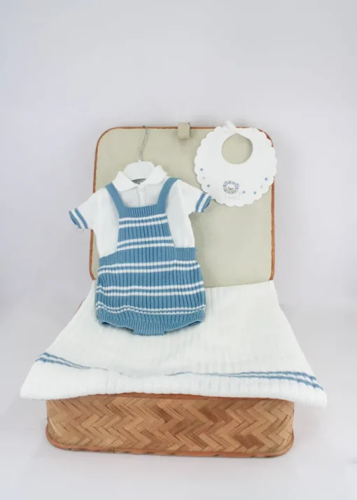 Marlu Corredino Bianco/Azzurro con Salopette per Neonati