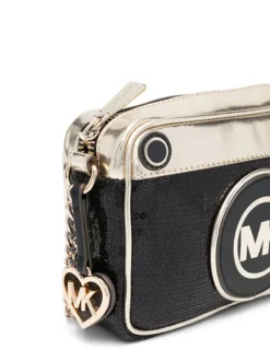 Michael Kors Kids Borsetta Nera a Spalla con Pailettes