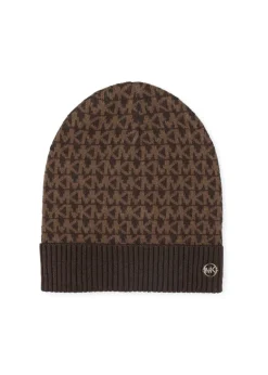 Michael Kors Kids Cappello in Lana con Monogramma Marrone