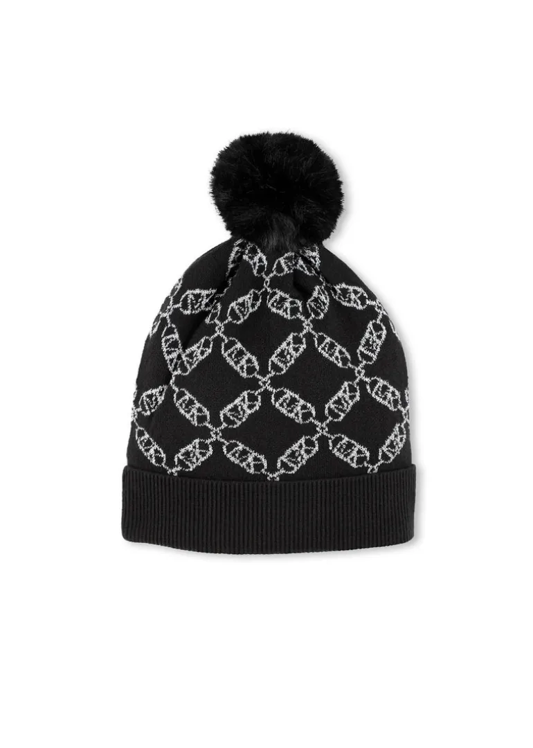 Michael Kors Kids Cappello Beanie Nero con Pon Pon per Bambine
