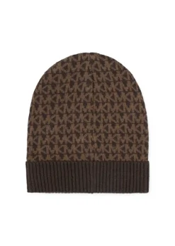 Michael Kors Kids Cappello in Lana con Monogramma Marrone