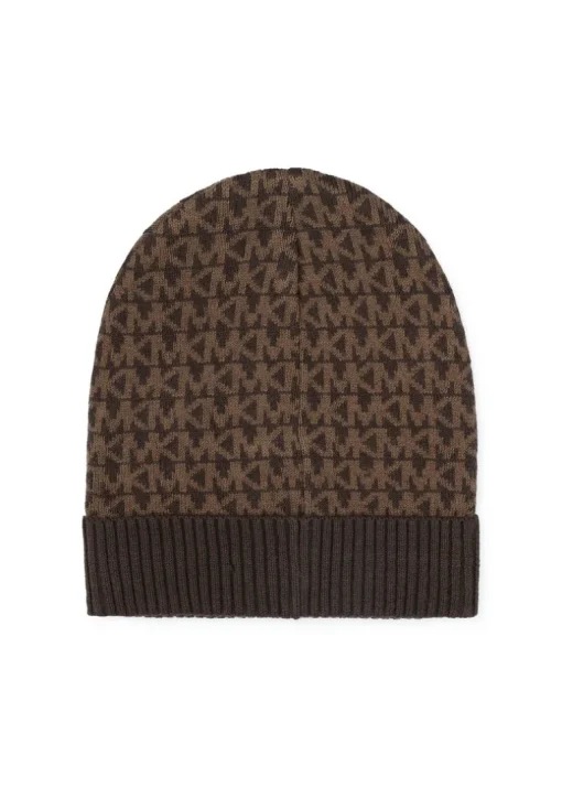 Michael Kors Kids Cappello in Lana con Monogramma Marrone