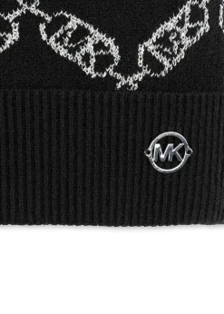 Michael Kors Kids Cappello Beanie Nero con Pon Pon per Bambine
