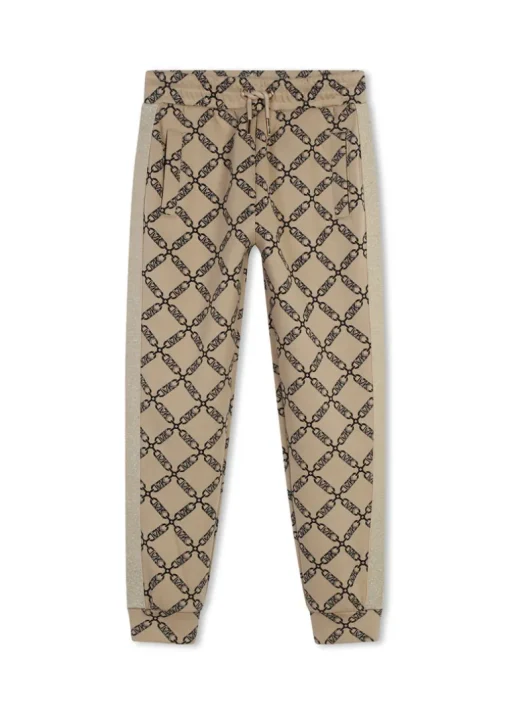 Michael Kors Kids Pantaloni in Felpa Beige con Logo Monogram per Bambine