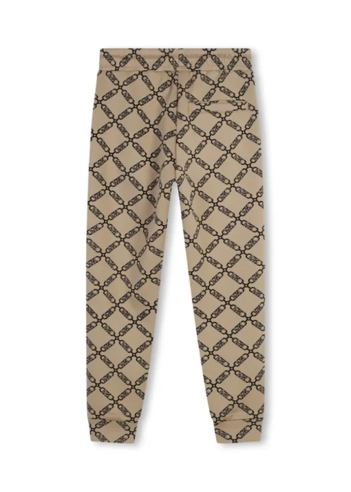 Michael Kors Kids Pantaloni in Felpa Beige con Logo Monogram per Bambine