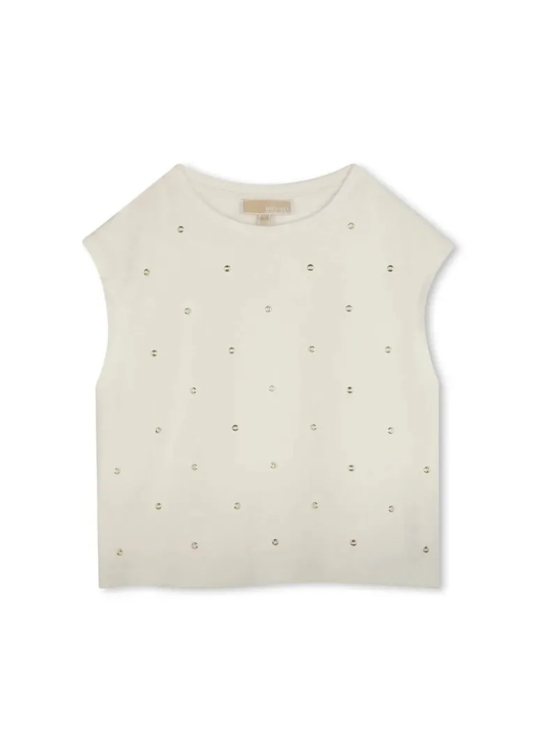 Michael Kors Kids T-Shirt Bianca con Applicazione Strass per Bambine
