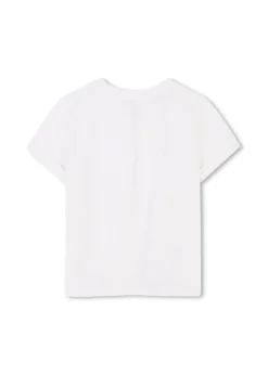 Michael Kors Kids T-shirt Bianca con Applicazione Strass per Bambine