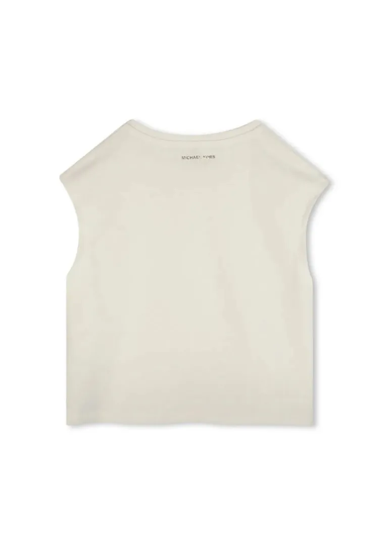 Michael Kors Kids T-Shirt Bianca con Applicazione Strass per Bambine