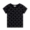Michael Kors T-shirt Nera con Logo All-over per Bambine