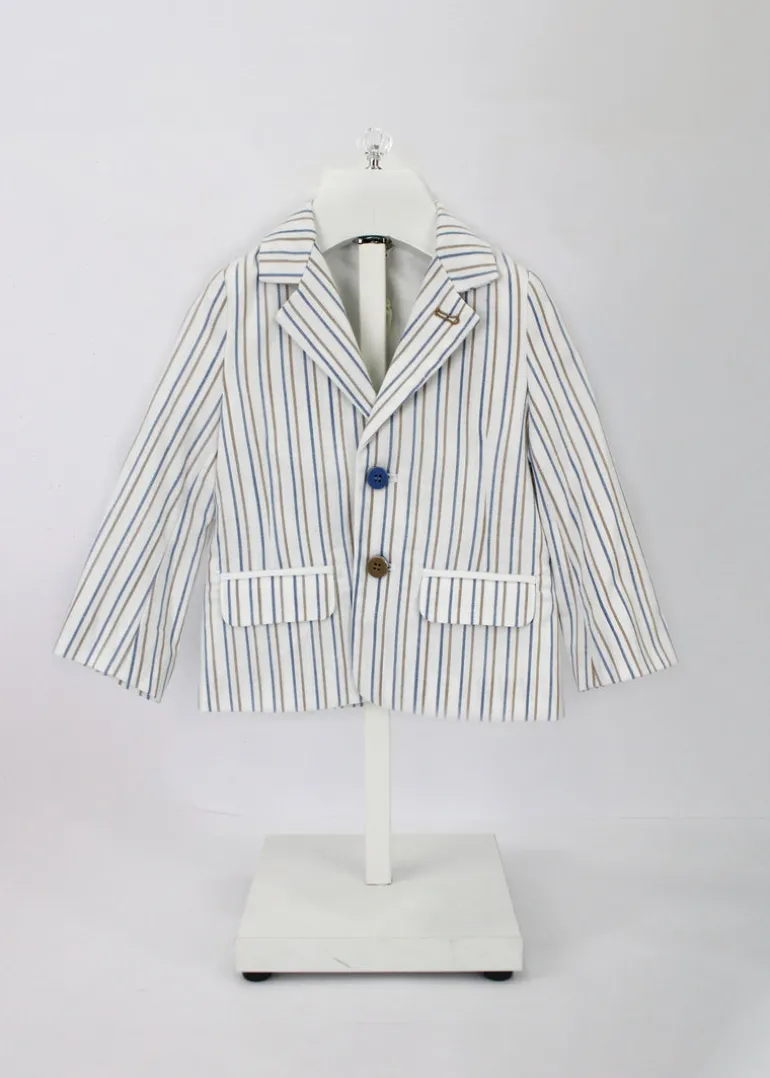 Minibanda Giacca Blazer Bianca a Righe per Neonati