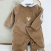 Minibanda Tutina Beige con Ricamo per Neonati