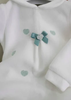 Minibanda Tutina Bianca con Ricamo Cuori per Neonate